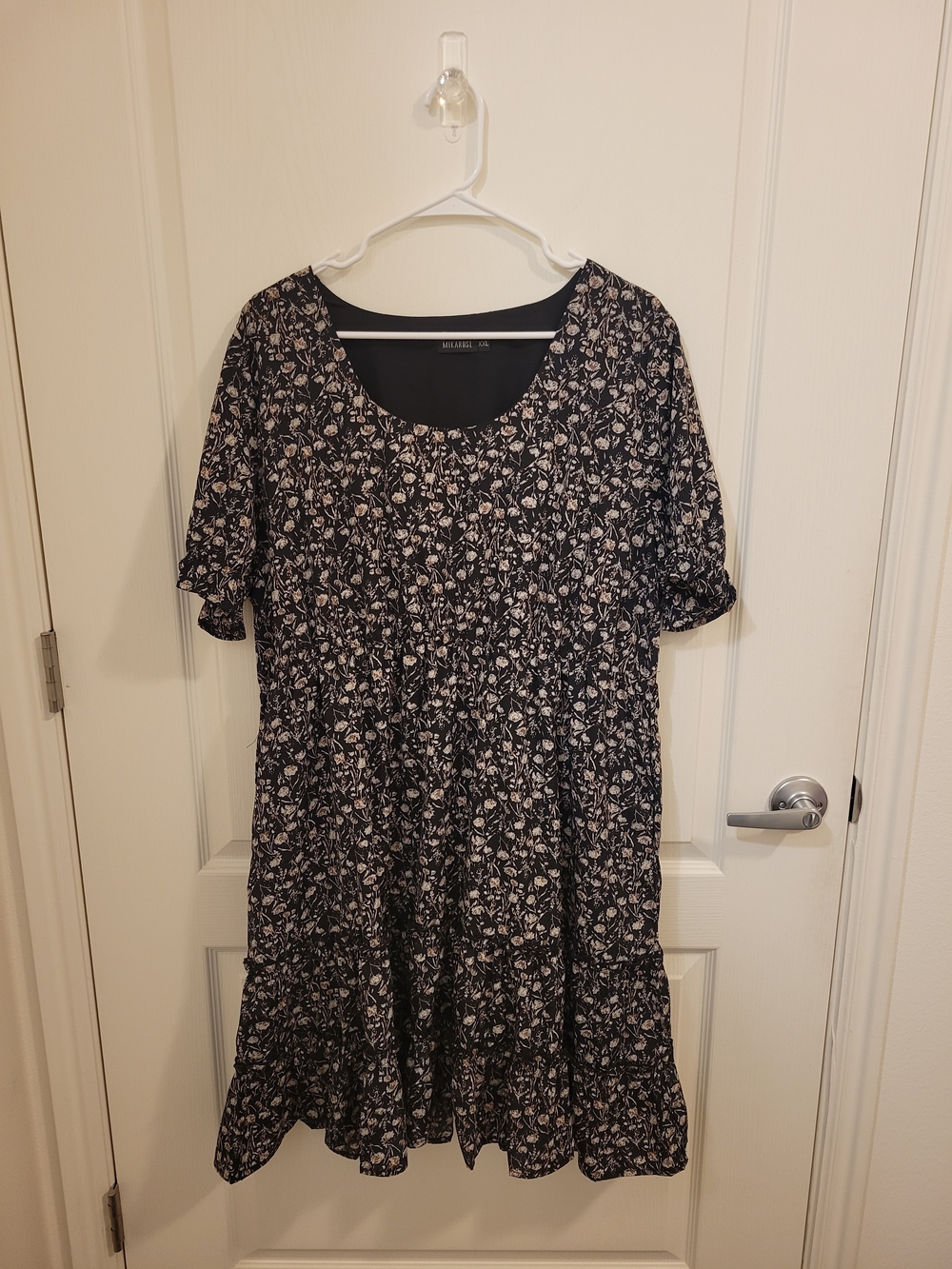 Mikarose Black Floral Print Short Sleeve Dress